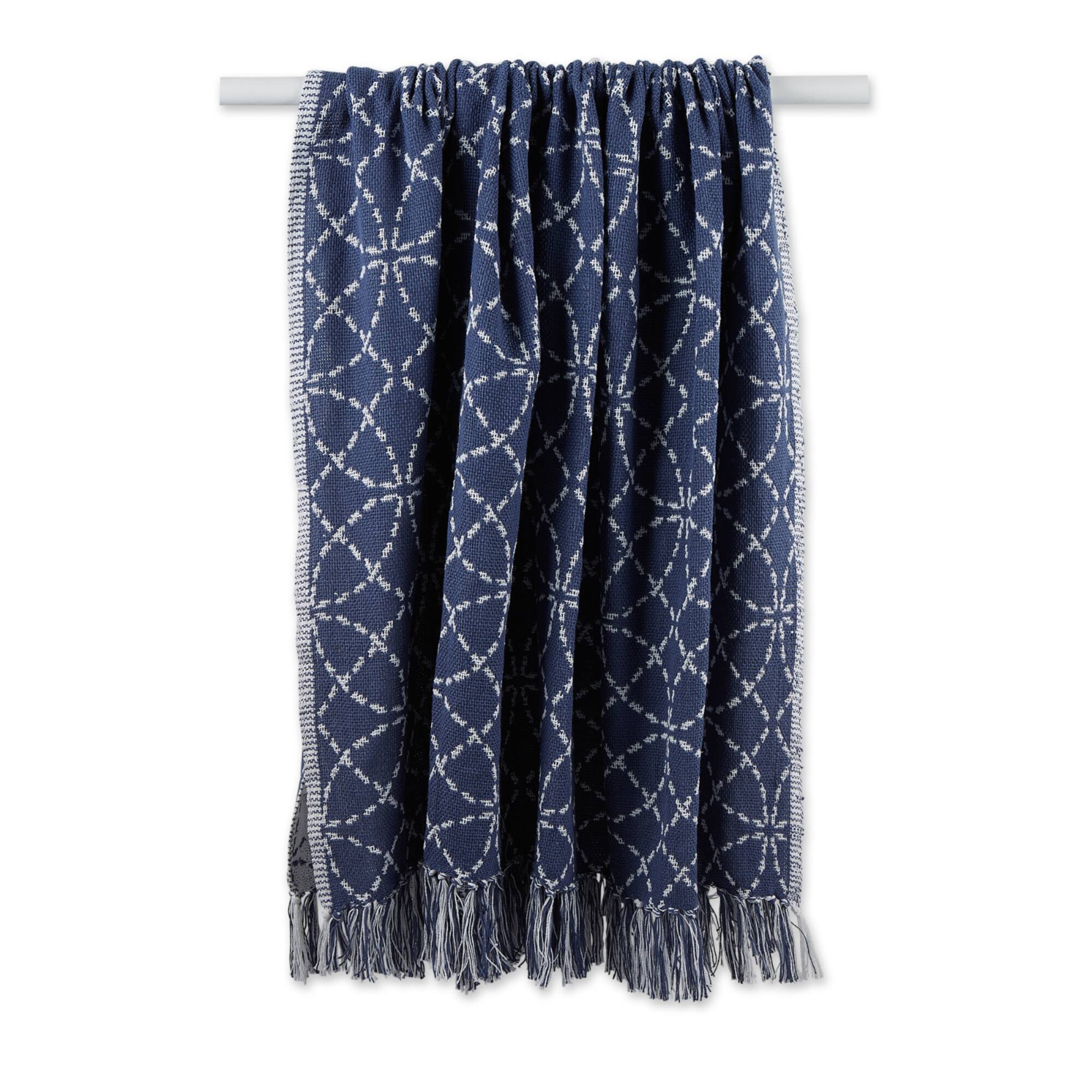 French Blue Concentric Circles Throw